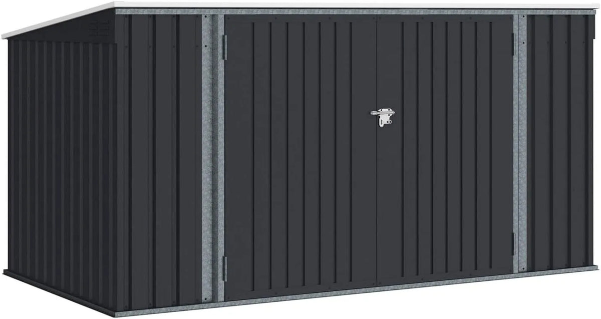 Abri de jardin, XXL en métal finition grise Anthracite verrouillable Multi-Rangement pour Stockage vélos, Outils, poubelles
