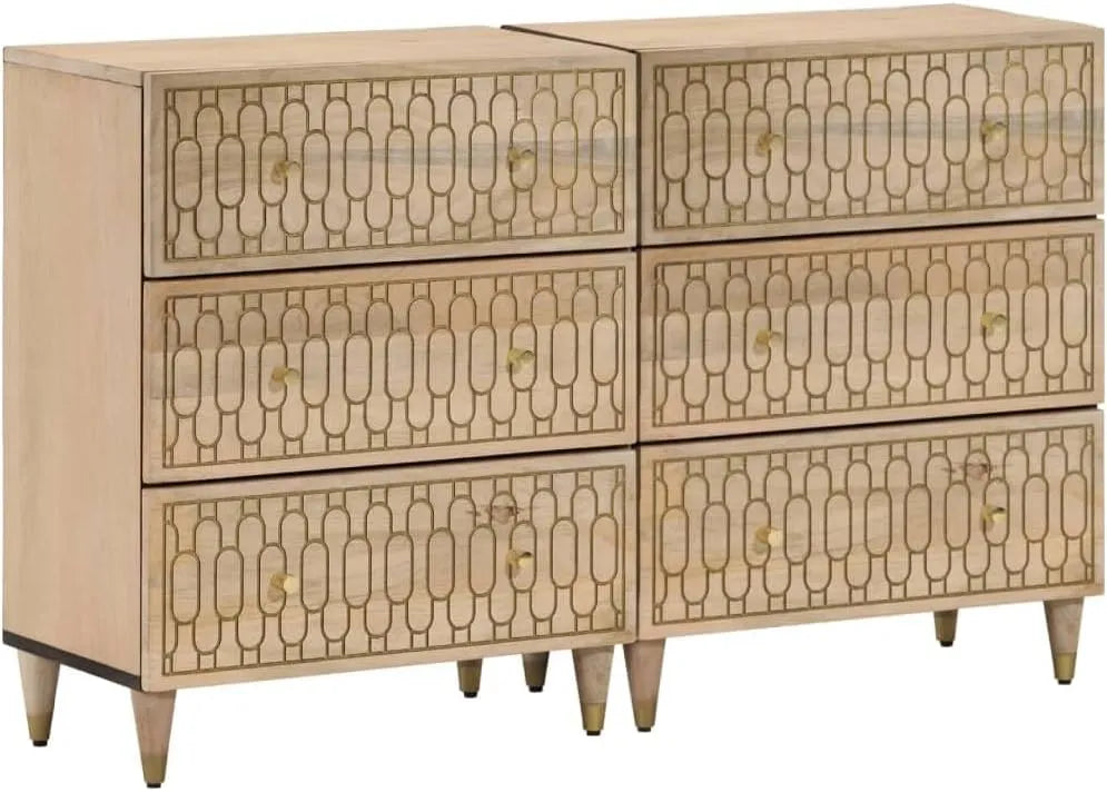 Armoire, avec motif floral sculpté à la main de style rétro et espace de rangement pratique, d'appoint en bois massif 60 x 33 x 75 cm
