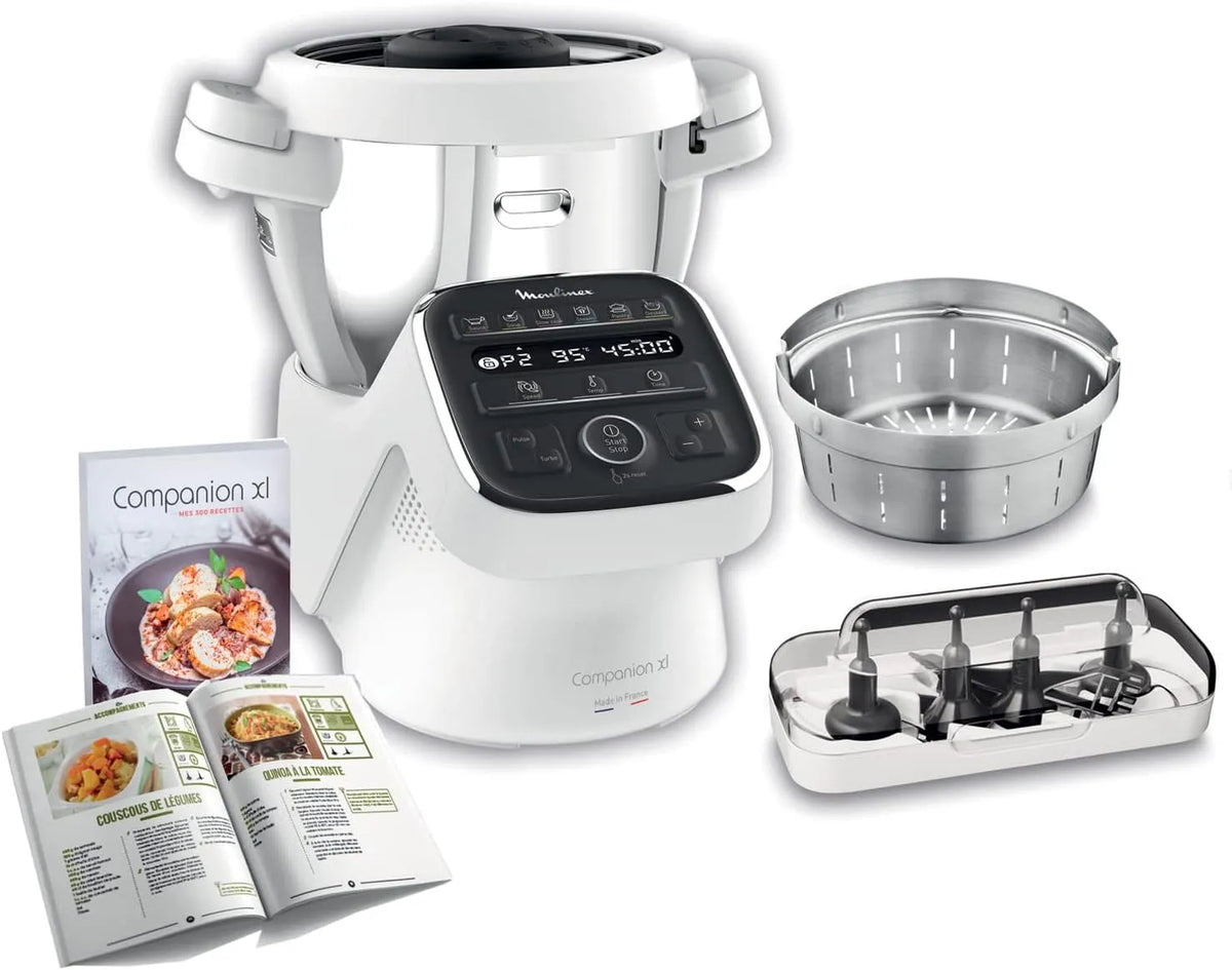 Moulinex robot de cuisine HF80CB10, Vapeur 1550W, COMPANION XL Robot Cuiseur Multifonction Bol 4.5L 12 programmes auto Soupes Gaspacho