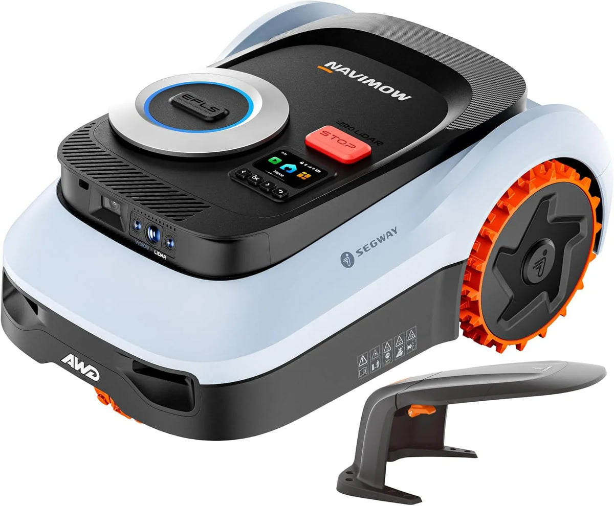 Tondeuse i220, Segway Navimow LiDAR Pro Robot avec Garage M, Navigation LiDAR+Vision+RTK réseau, Xero-Turn AWD, cartographie Automatique