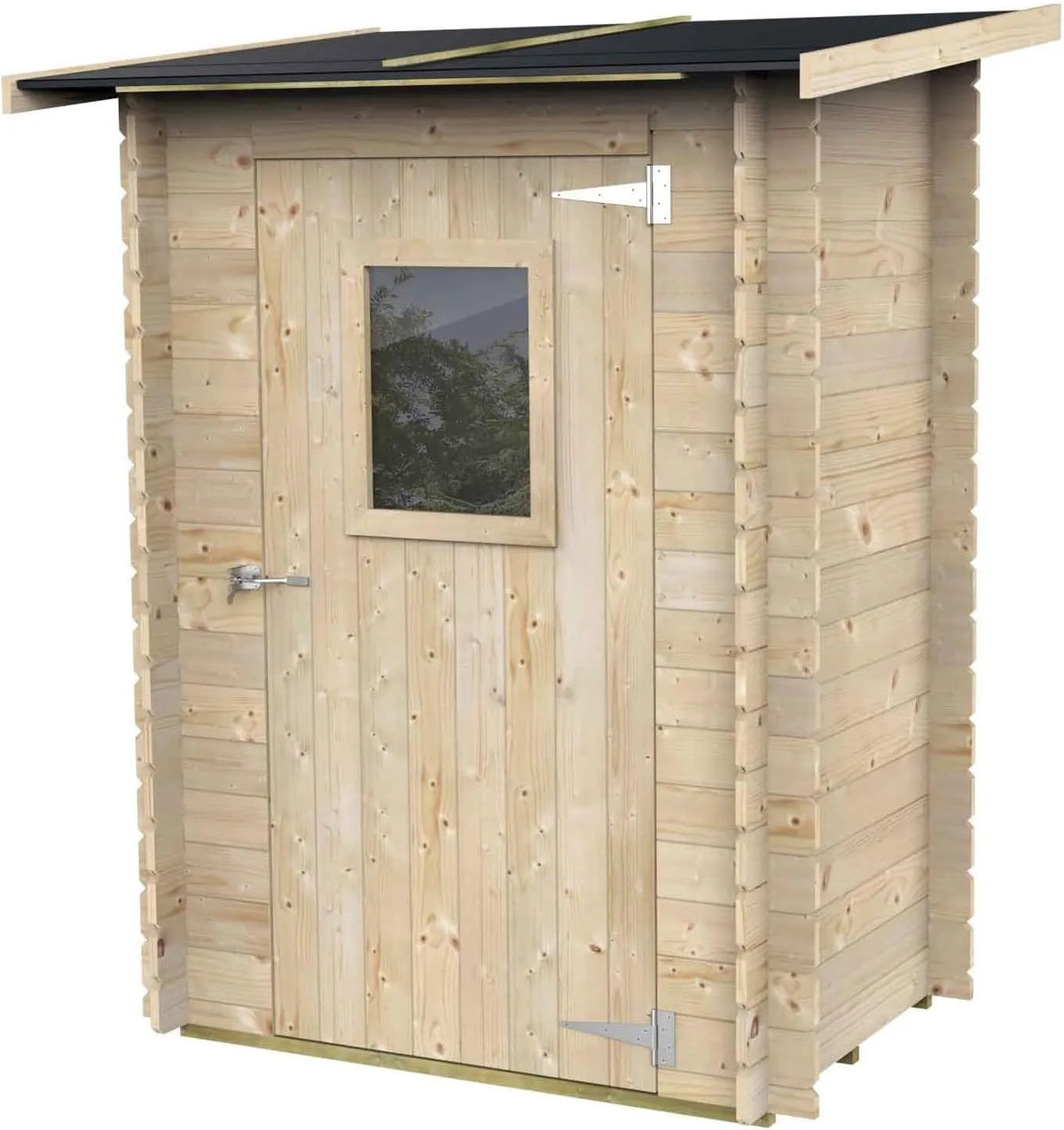 Abri de jardin Bh19 OSB3, avec Porte Simple et fenêtre, Traitement Autoclave, Adossé Hobby Monofalda 146x98 en Bois d'épicéa Naturel 19 mm