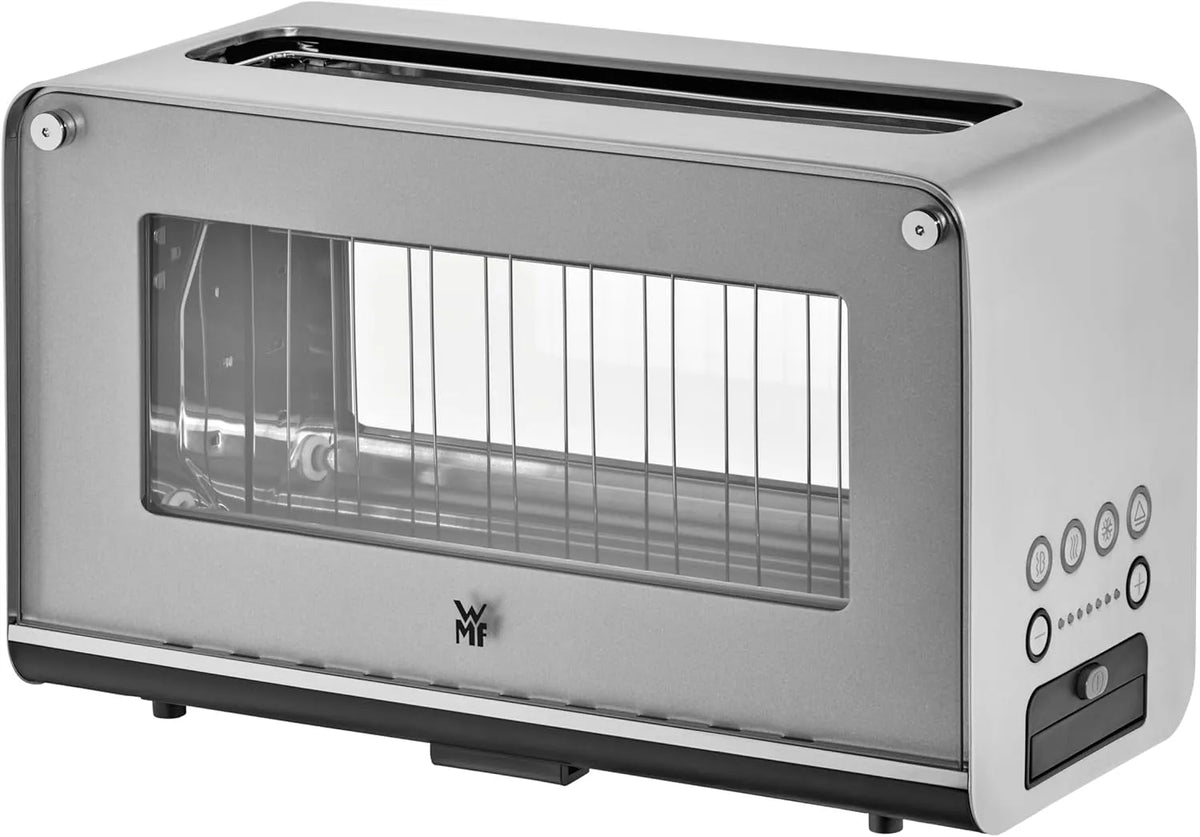 WMF grille-pain, 2 tranches, 7 niveaux de brunissage, Lono vitré avec grille réchauffe-viennoiseries, fonction réchauffage, XXL, support motorisé