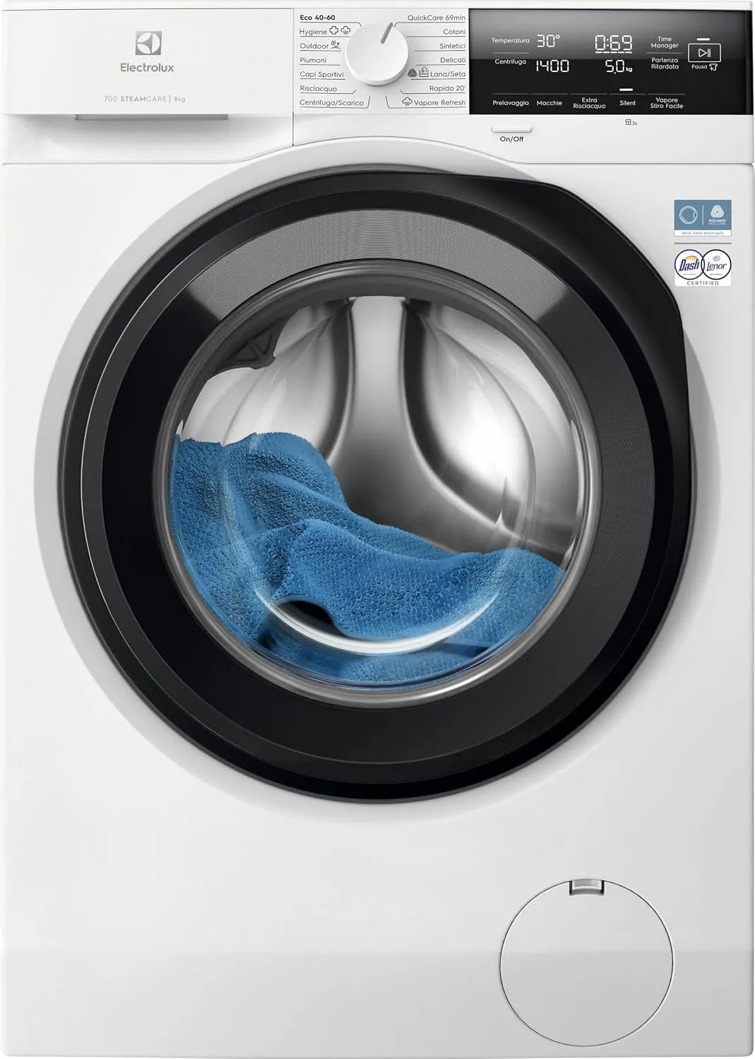 Electrolux lave-linge EW7F39 1400, SteamCare 700 à à à chargement frontal, capacité nominale du programme Eco 40°-60°, kg, Vitesse d'essorage: degrés