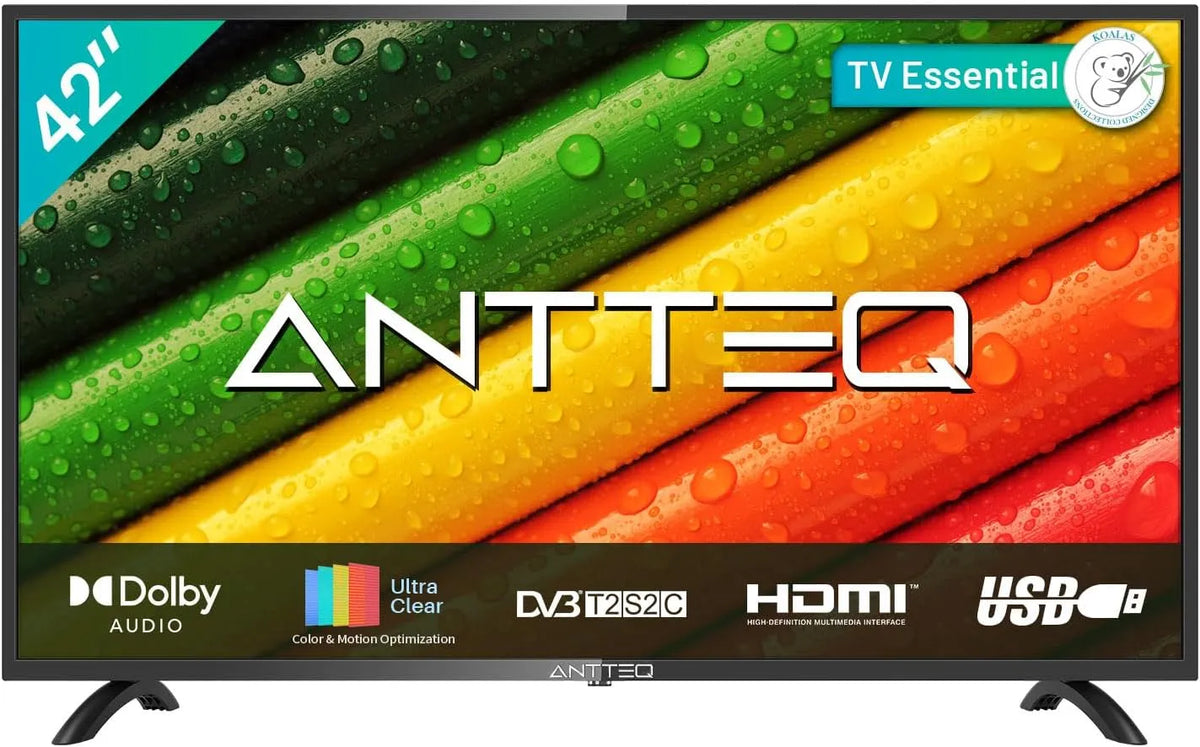 Modèle Télévision 42 Pouces AB42D1 Antteq, TV 107 cm, T2, S2, CI+, y Compris Mode hôtel, Dolby Audio, LED, Triple Tuner DVB-C, HDMI