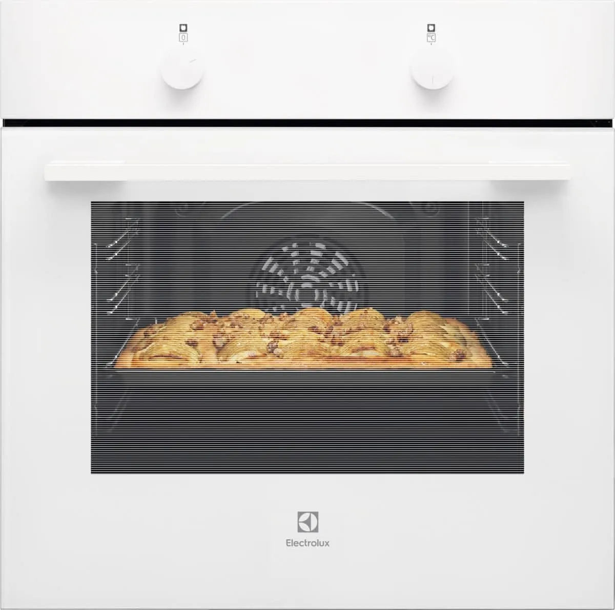 Electrolux four CKB101W, 6 fonctions, nettoyage AquaClean, commandes fixes, finition blanche, multifonction 60 cm, porte 2 vitres, cavité XXL