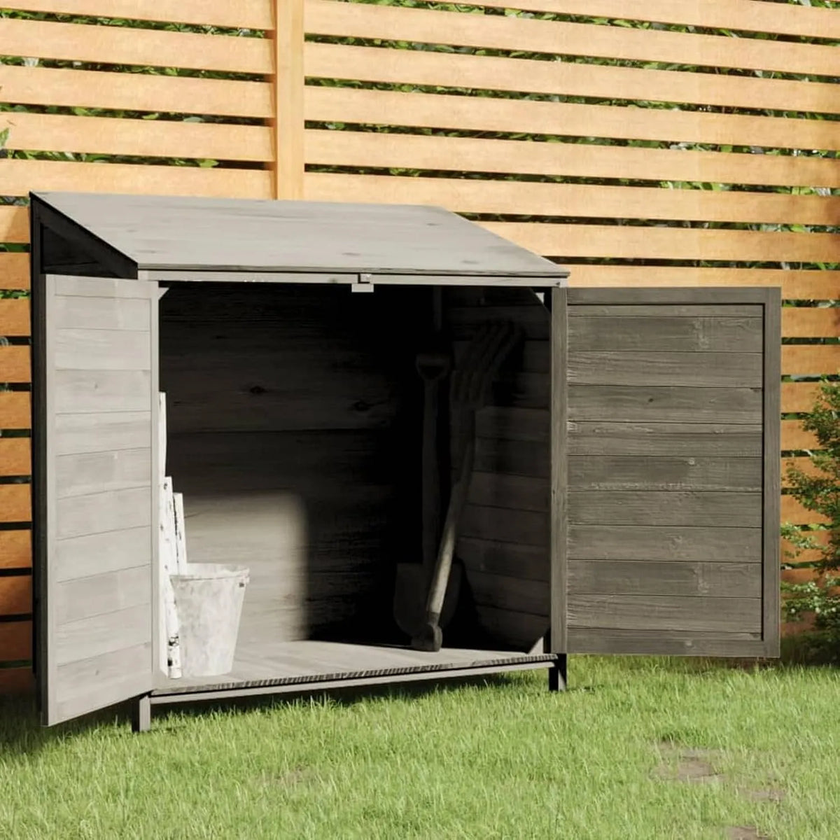 Abri à outils, Remise Anthracite 102x52x112 cm Bois de Sapin Solide, Armoire de Jardin Remise, de Extérieur avec Porte