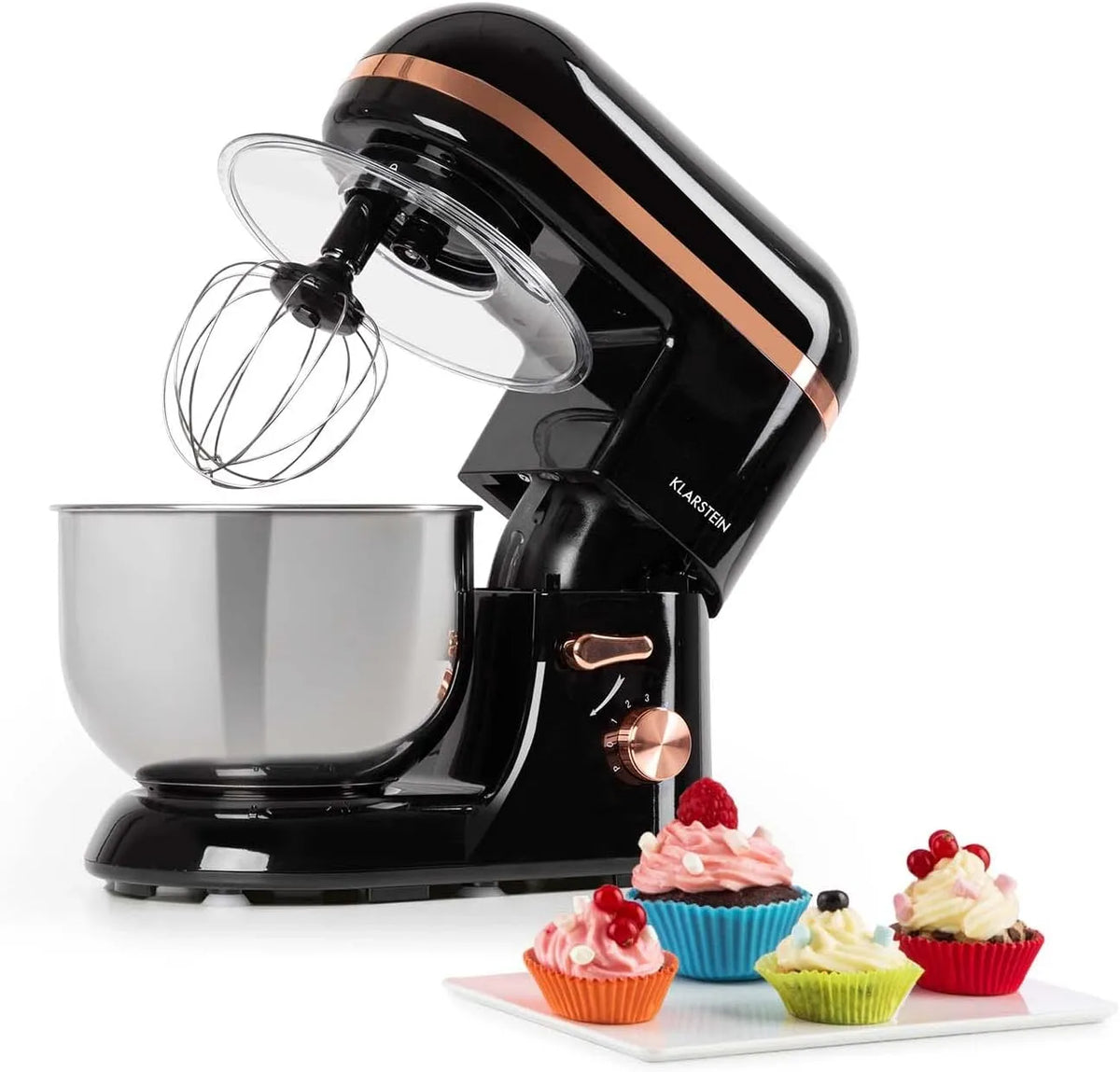 Klarstein Robot Cuisine1800W, Rotation Planétaire 6 niveaux de vitesse, Batteur sur Socle, Robot Multifonction, Batteur Electrique Cuisine, Bol 5L