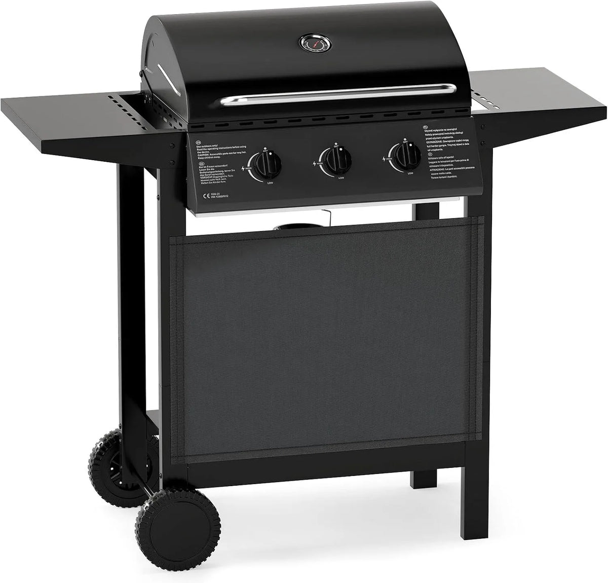 Goplus barbecue à gaz Brûleurs+3 Grilles+2, 24000BTU 7,05 KW avec 3 Tablettes, Jardin,47 x 106 x 98 CM, Barbecue Gril Propane, Camping