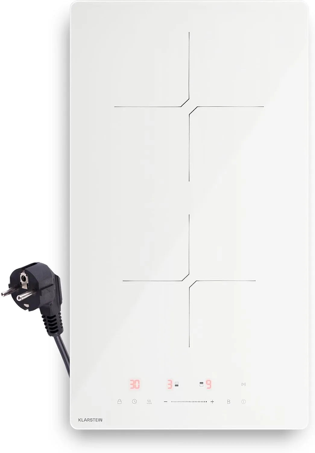 Klarstein plaque de cuisson, 2 Zones, puissance 3500W Boost, Vitrocéramique 30cm, PowerGlide Induction, Cuisson Induction Encastrable, Curseur Tactile