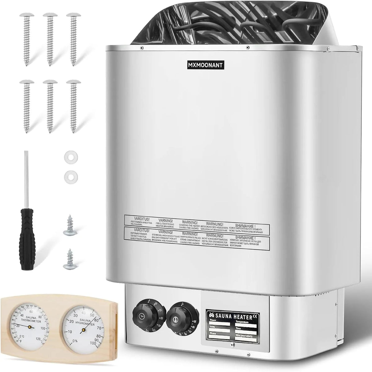 Mxmoonant Poêle Électrique pour Sauna, Max 9 m³, l'hôtel, pour la Maison, le Spa, avec Hygrothermographe pour Sauna