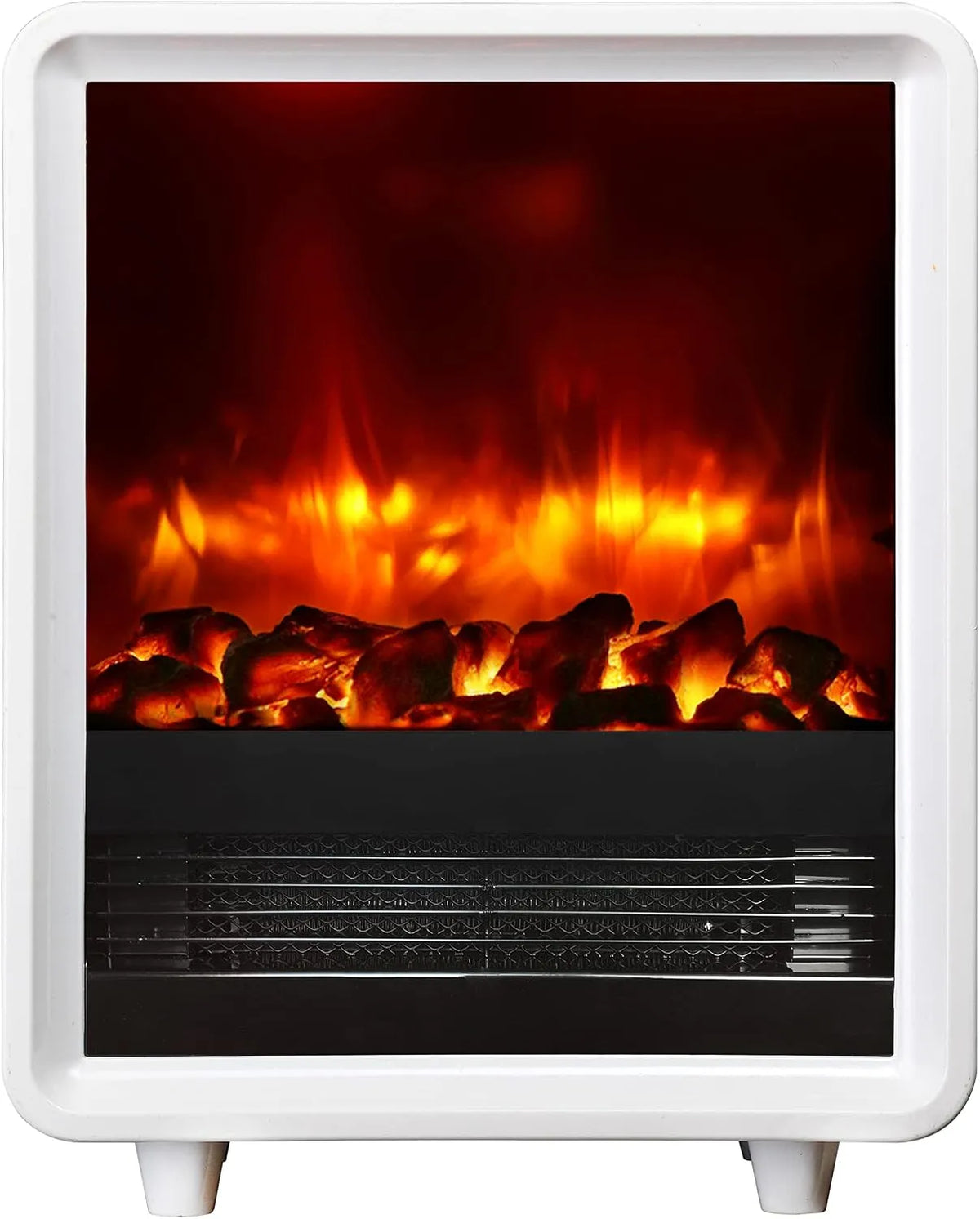 Cheminée électrique BALDERIA, Chauffage 2000W, Cheminée de Sol télécommande incluse, minuteur & Thermostat, Foyer sur Pieds avec Effet de Flammes 3D