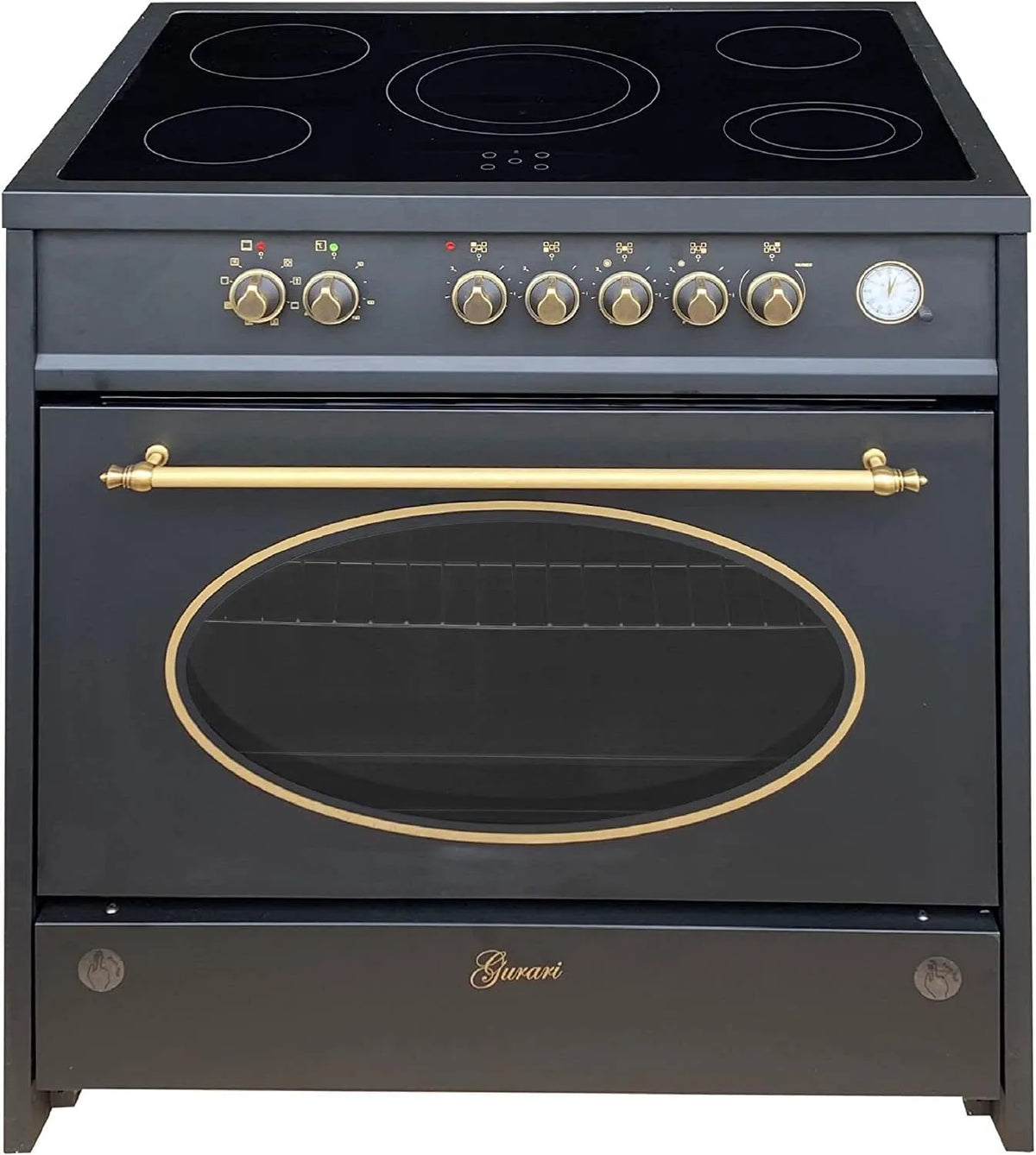 Cuisinière à gaz, 912 Bl Retro, Rétro à gaz Electrique 90 cm, capacité 121L, 8 fonctions, 5 brûleurs de haute qualité, Nostalgie Range Coocker