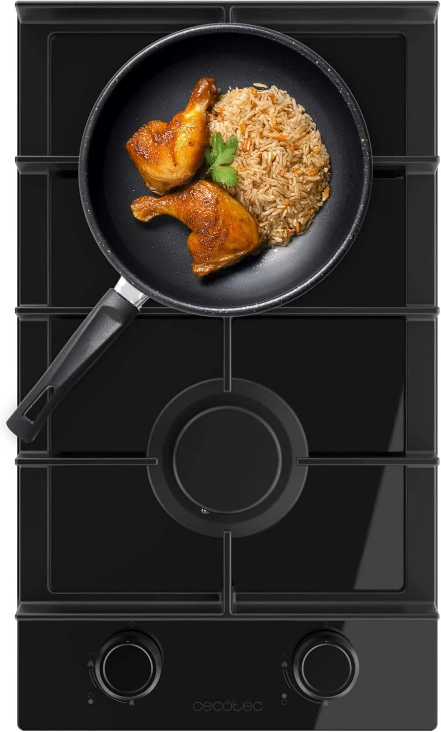 Cecotec plaque de cuisson 2400F, puissance 5,2kW, Brûleur WOK Triple, Sécurité Valves, de Gaz 2 Feux Bolero Squad G Verre finition noire