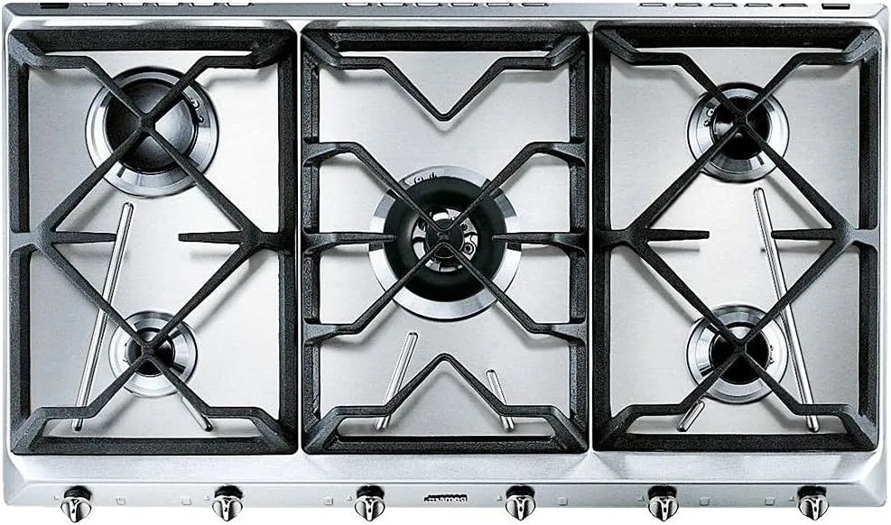 Smeg plaque de cuisson SRV596GH5, de cuisson à gaz UNIVERSAL, Stainless steel