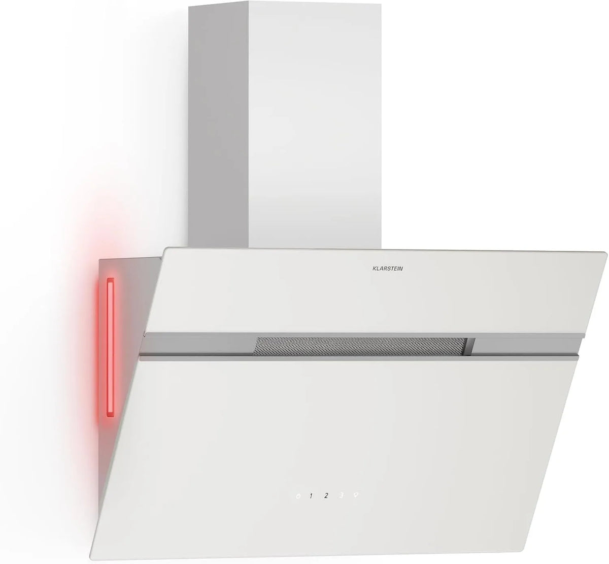 Klarstein hotte aspirante, 68 dB, Alina, LED, Blanche, 60 cm Hotte Décorative, 600 m³/h, classe énergétique A, Recirculation & Évacuation