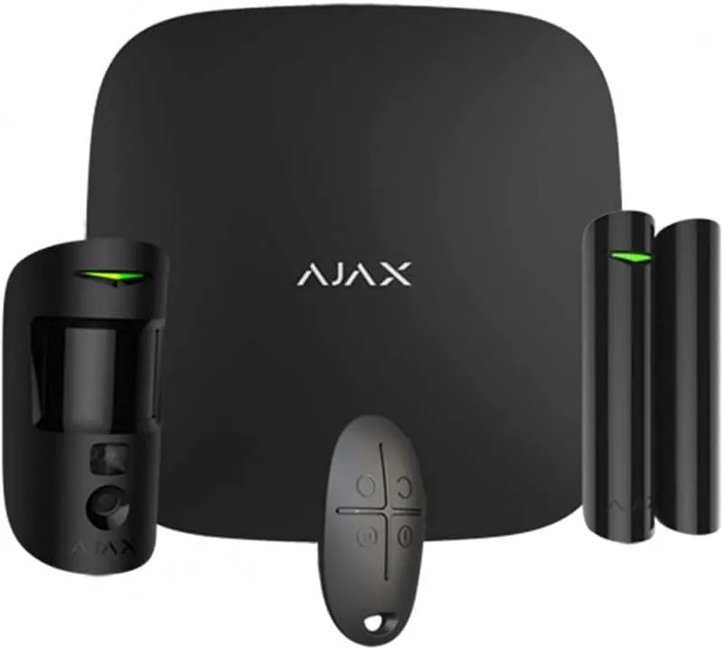 Certification Grade 2, contrôle jusqu'à 100 appareils Ajx38175 En-50131 Kit, antivol sans fil Hub 2 Plus finition noire avec connexion 4G et Ethernet