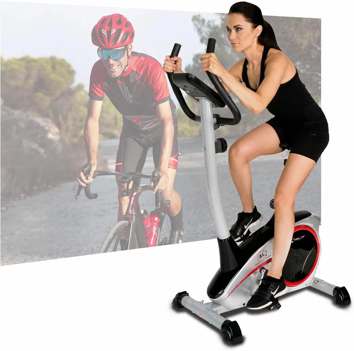 Vélo Christopeit Sport, jusqu'à 150 kg de poids, poids 9 kg système de freinage magnétique, d'appartement AL 1 finition argentée, 8-étapes, écran LCD