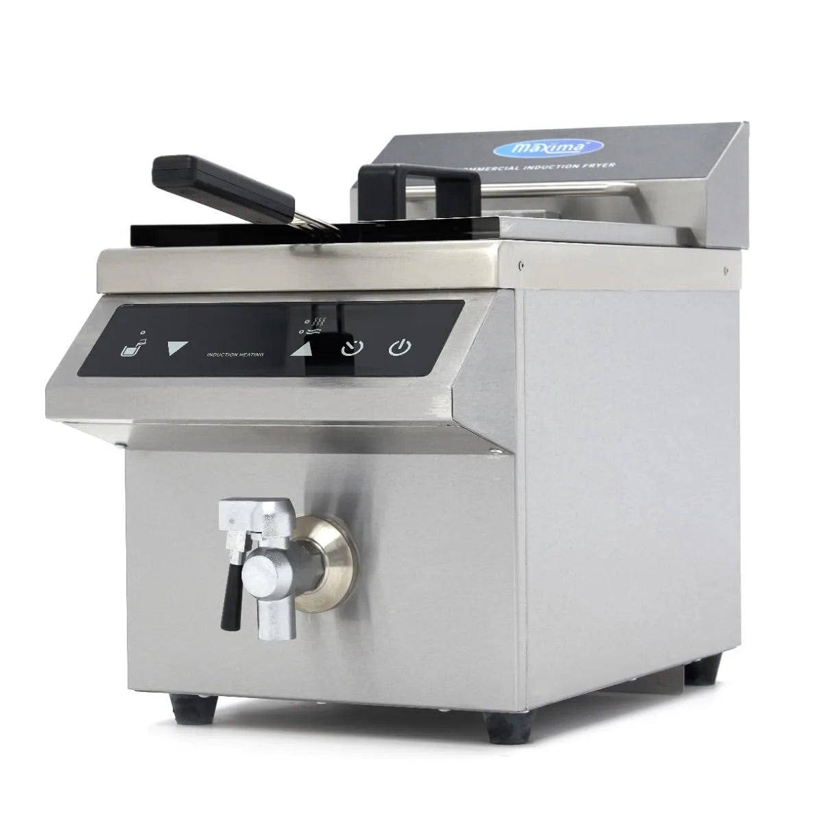 Maxima Friteuse, capacité 8 L, 1 panier, induction, avec robinet de vidange
