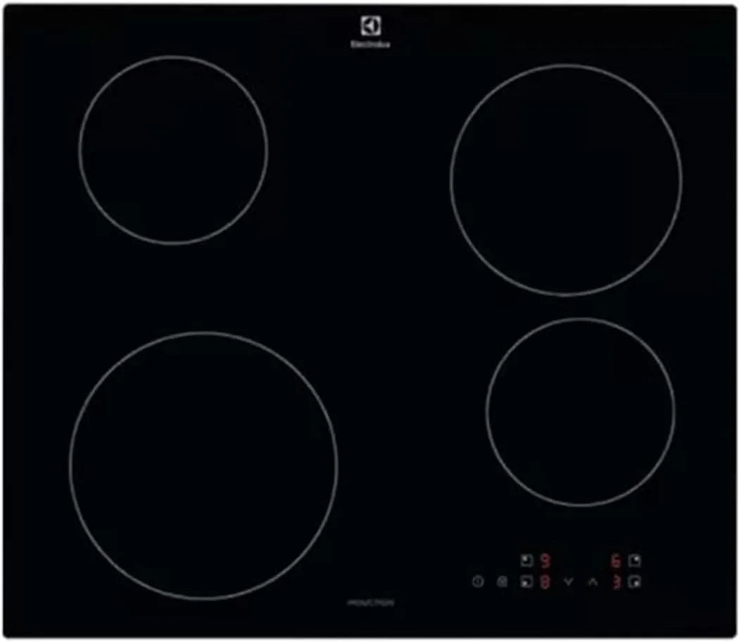 Electrolux modèle EIB60424CK, Série 300 Plateau de cuisson à induction 4 feux à encastrer, largeur 60 cm, dimensions 590 x 520 mm, finition noire