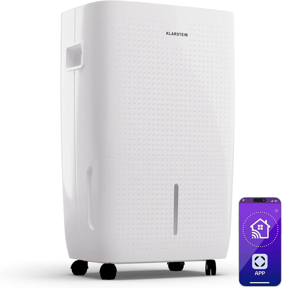 Klarstein déshumidificateur, d'Air de 60L, 65 m², Salle de Bain, Déshumidificateurs Silencieux, APP WiFi, Absorbeur d'Humidité Electrique, Prise UK