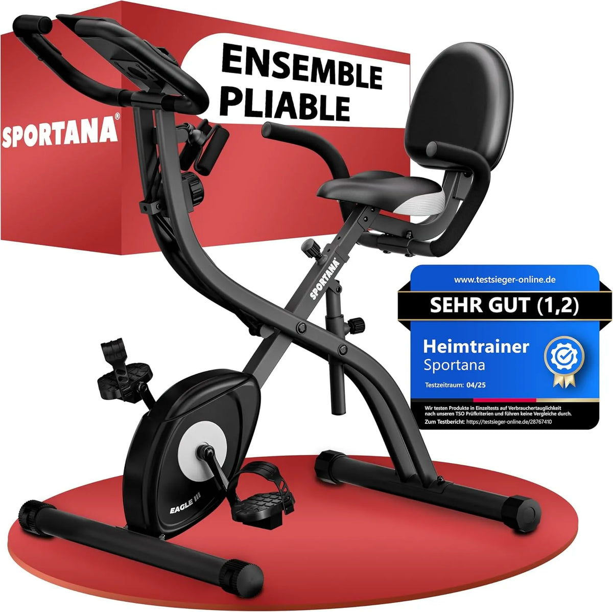Vélo Eagle, Vélos D'appartement fréquence cardiaque Capacité 140 kg, Résistance réglable 16 niveaux, Velo Appartement Connecté, d'intérieur silencieux