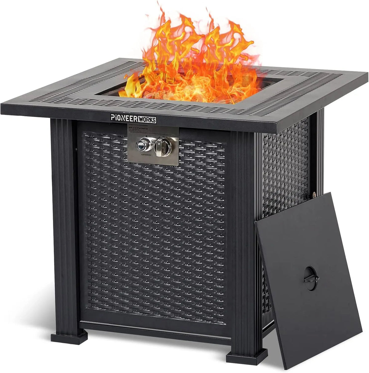 Table, de feu rectangulaire 50 000 BTU avec housse et housse de pluie, certifiée CSA, Brasero au propane de 71,1 cm, compagnon pour votre jardin
