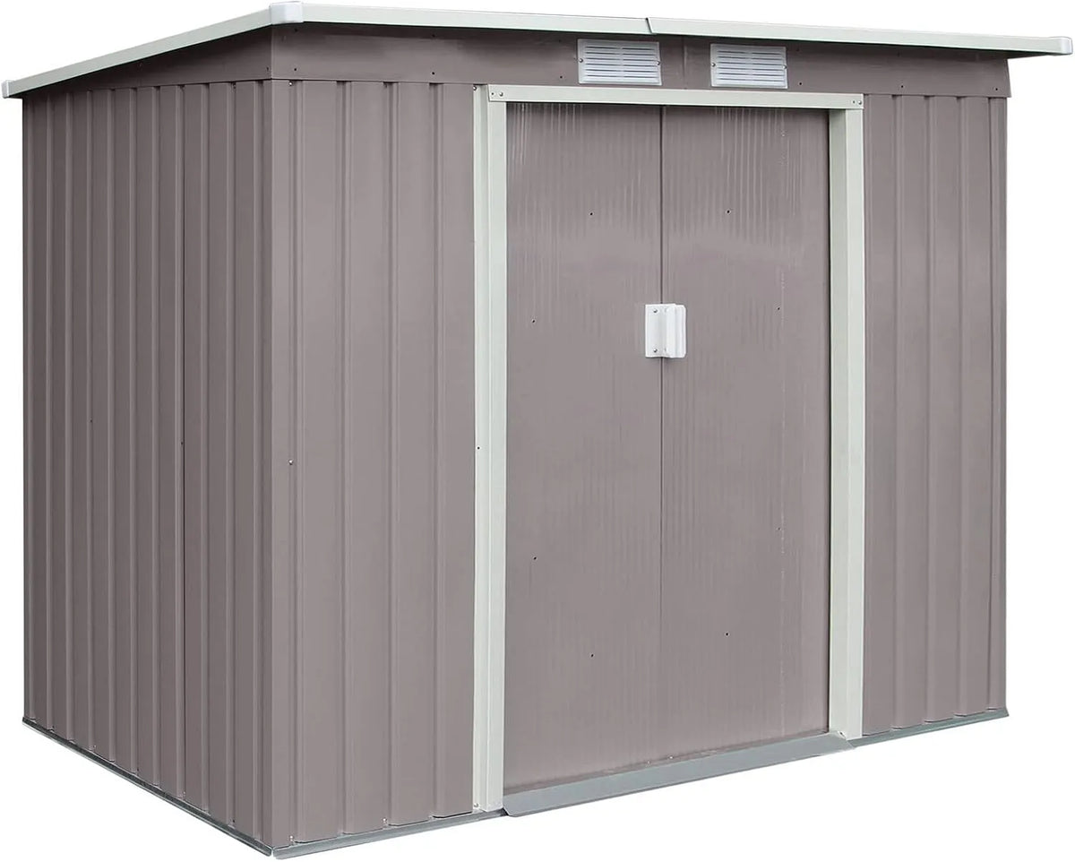 Abri de jardin P100, en métal 213 x 130 x 173 cm finition grise clair