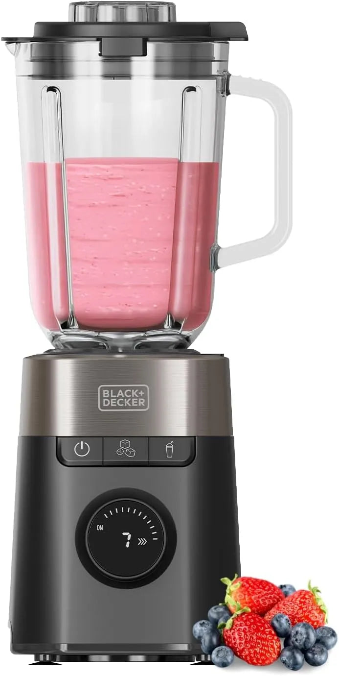 Black+Decker blender BXJB1201E, 8 niveaux de vitesse, puissance 2200W, Carafe en Verre 2,2L, 8 niveaux de vitesse