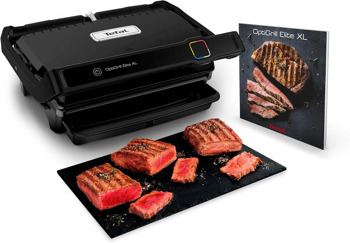 Tefal modèle, Optigrill Elite XL GC760812, 16 programmes, XL 8 personnes, Mode manuel, Fonction marquage, Grill intelligent, finition noire
