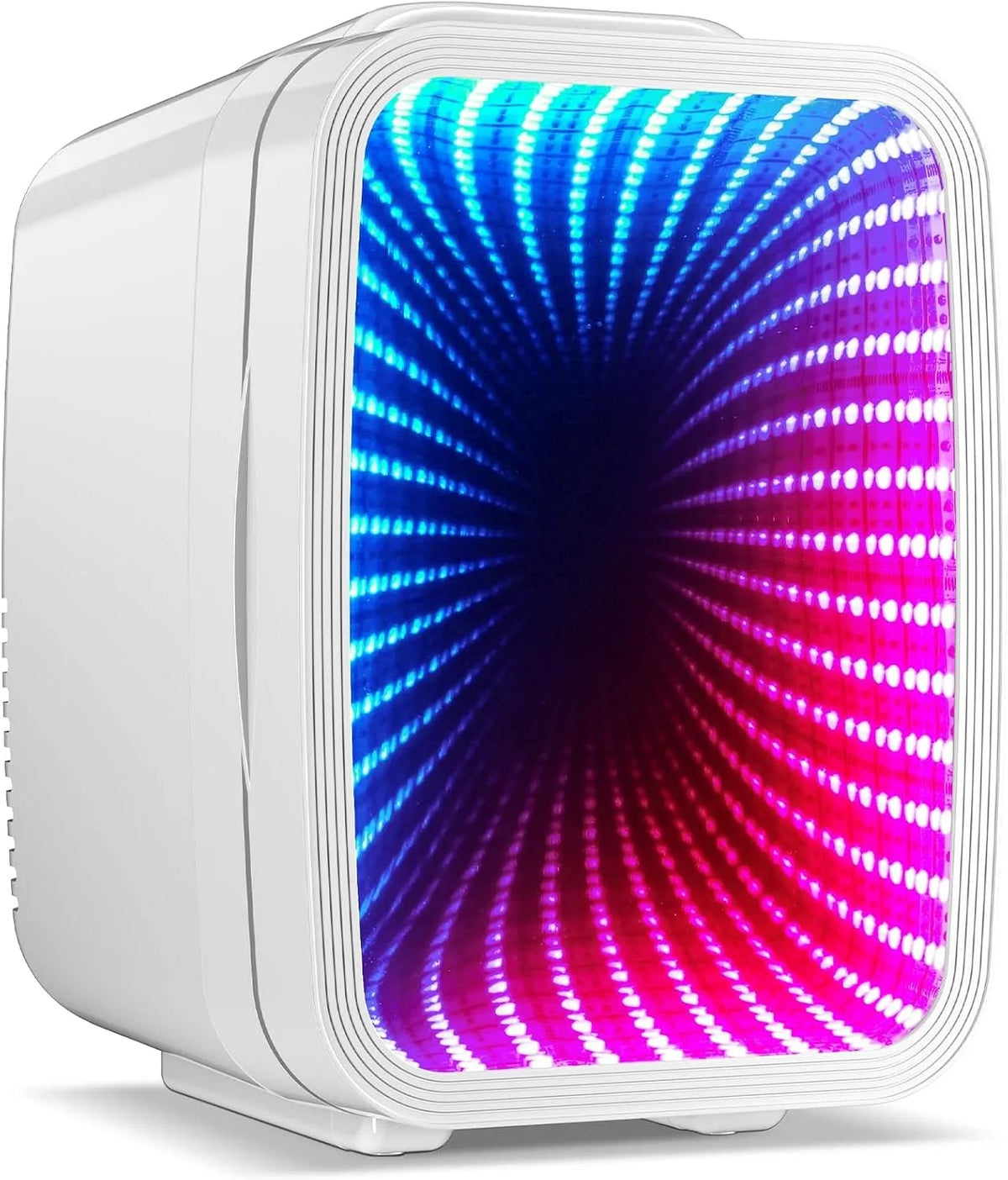 Réfrigérateur, Mini, capacité 4 litres, 6 canettes avec lumière LED à intensité variable, DC et chauffage pour chambre à coucher, bureau, salon