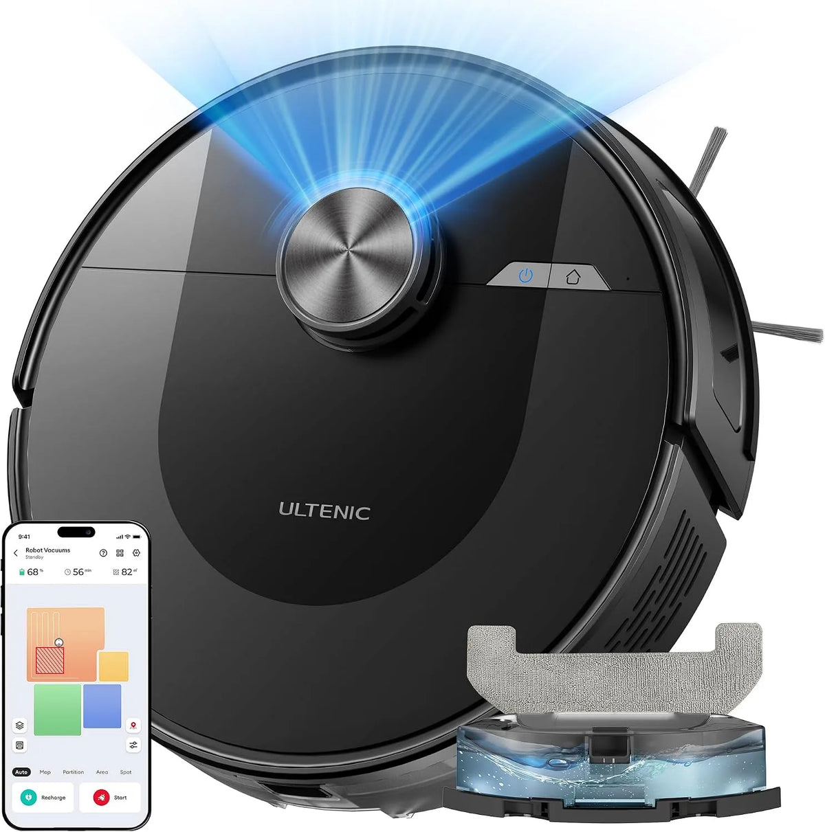Aspirateur robot Ultenic, 6000Pa&Longue Durée, Ultra Mince Silencieux, APP, IFTTT