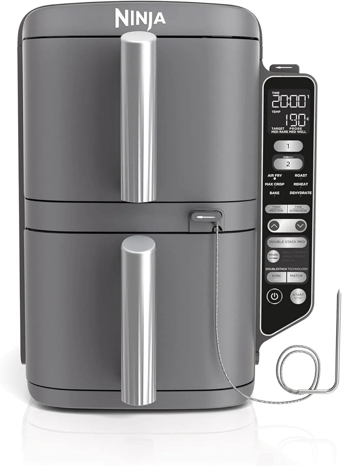 Ninja modèle SL451EU, capacité 9,5 L, 2 tiroirs, 6 fonctions, 8 portions, Double Stack XL Air Fryer, Friteuse verticale sans huile