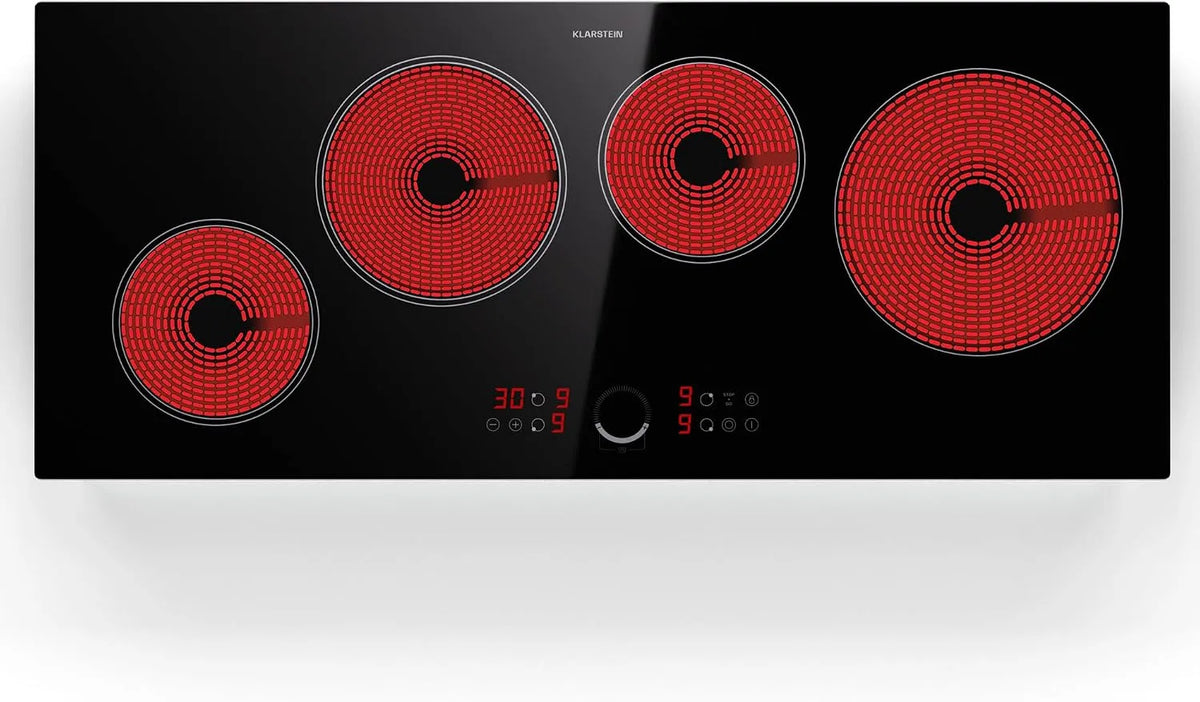 Klarstein plaque de cuisson, de Cuisson Électrique à Induction, Induction 6500W, 4 Feux Encastrés, Rechaud Électrique, Tables de Cuisson ThermoBoost