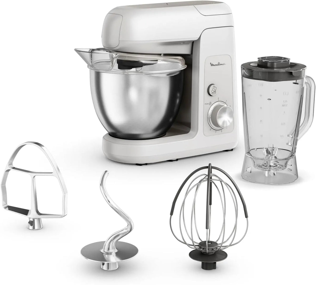 Moulinex modèle, puissant pétrisseur planétaire de 1100 W QA521B25, Bake Partner, Kitchen Machine, performance durable, kit d'accessoires BakeGood