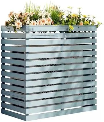 Climatiseur Cache, Jaune 105 x 45 cm, Rustique en Bois Massif avec jardinière intégré