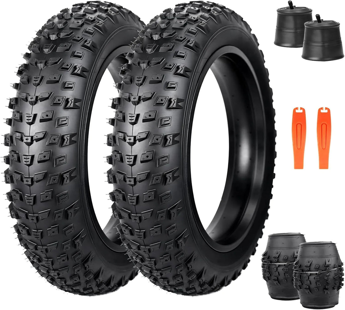 Vélo électrique, WEEROCK Lot de 2 pneus de Fat 20/26 x 4.0, Anti-crevaison, VTT tout terrain, Pour vélo de neige, Charge lourde, Pliable