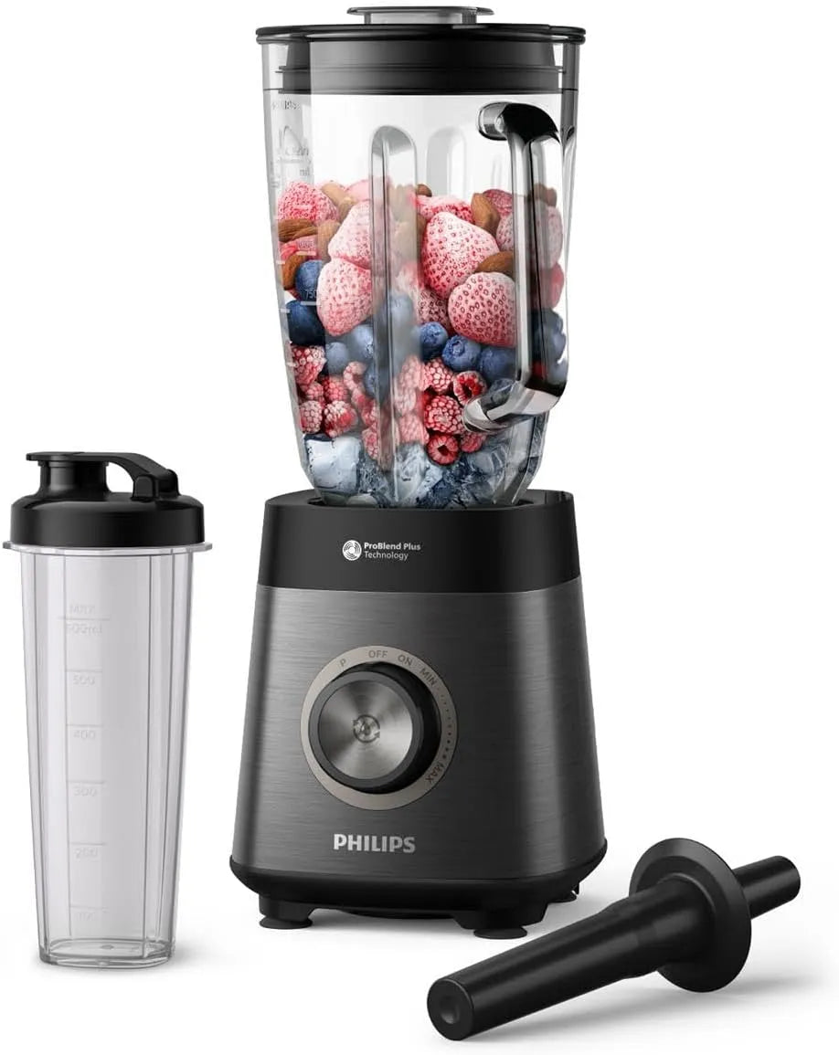 Philips blender 5000 HR3041-00, Capacité de 2 Litres, Moteur ProBlend Plus 1200 W, Série, Nettoyage Sans Effort, Application HomeId, finition noire