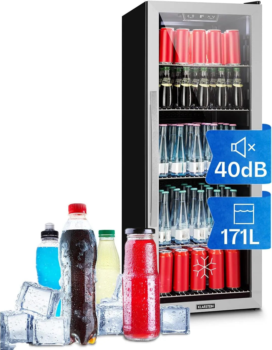 Klarstein réfrigérateur, Mini Frigo de Chambre et Bureau pour Boisson, Refrigerateur Mini Bar 171L, Petit Frigo Silencieux, Petit Camping, Cannette
