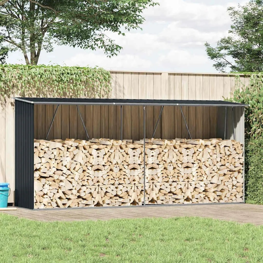 Stockage à Bois Acier galvanisé 330x84x152cm Anthracite 47085 Abri de, Accessoires pour cheminées & poêles à Bois, Maison & Jardin