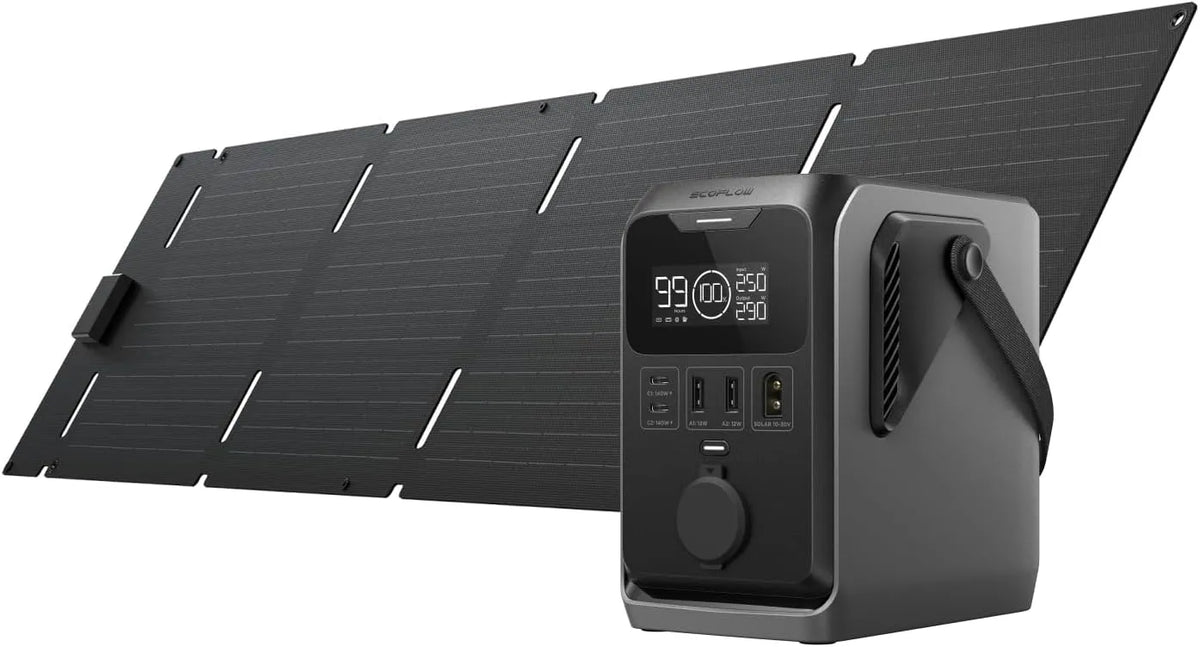 Station électrique portable TRAIL 300 DC, générateur 300 W, portable ECOFLOW avec panneau solaire 60 W, batteries LFP légères 288 Wh, 5 sorties