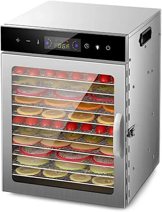 Déshydrateur alimentaire 24h, 12 Plateaux, Température Réglable 30-90 °C En Acier Inoxydable, Légumes, Minuterie, Pour Fruits, Viandes
