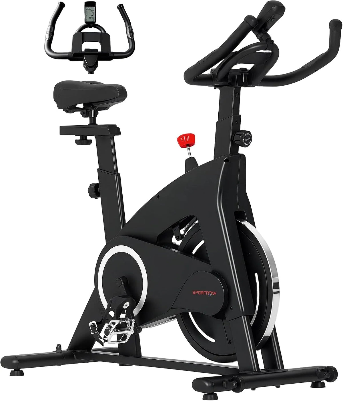 Vélo SPORTNOW, avec capteur de fréquence cardiaque écran LCD pour aérobic de la maison