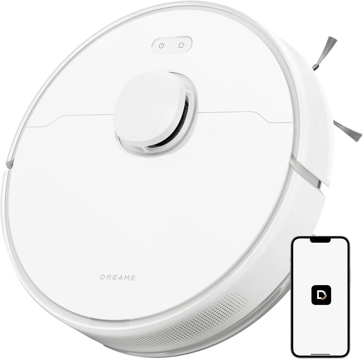Dreame aspirateur, Aspiration et Lavage 2-en-1, Nettoyage des moquettes, Brosse en Caoutchouc, Alexa, finition blanche, WiFi, App Contrôle