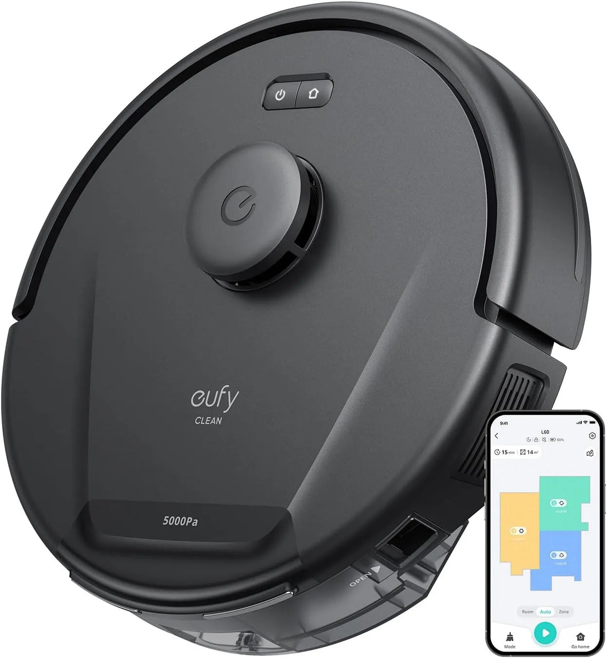 Aspirateur robot L60 eufy Clean, Navigation Laser iPath, idéal pour Les Poils, Aspiration Ultra-Forte de 5 000 Pa, sols durs