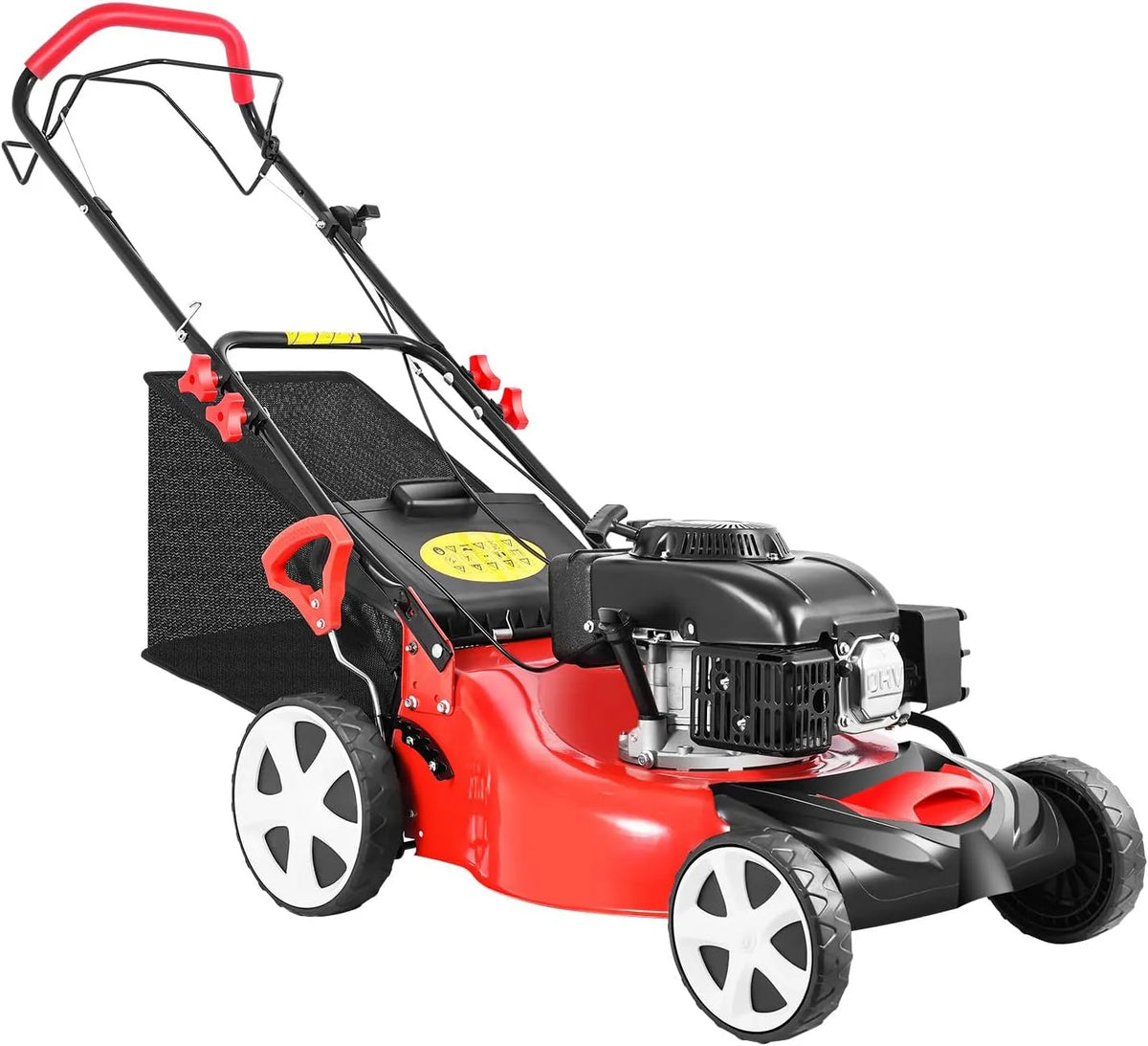 Tondeuse à gazon, 51 cm de largeur de coupe, panier 60 l, moteur puissant 5 CV 140 cc, essence, fonction mulching, entraînement de roue