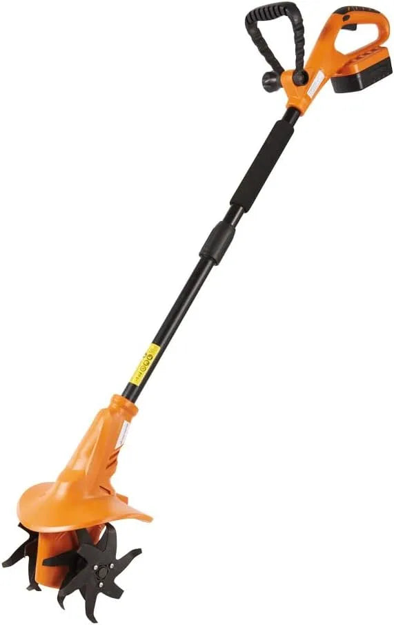 Motobineuse, Avec batterie 18 V, 40 min d'autonomie sans fil, 4 couteaux de hachage, électrique, introduire de l'engrais, chargeur, démontable, orange
