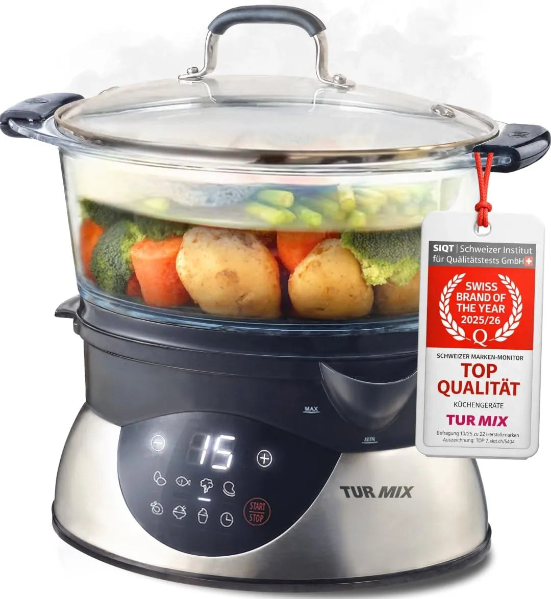 Cuiseur vapeur CX 220 Turmix Steamer, fonction de maintien au chaud, commande tactile, capacité 5,2 L avec récipients en verre et écran numérique