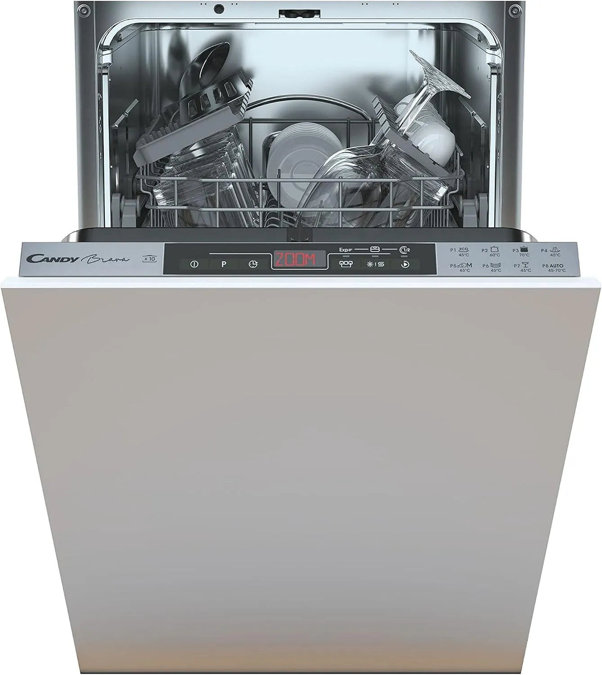 Candy lave-vaisselle 2T1047, CDIH encastrable 45 cm Slim, 8 programmes, 10 couverts