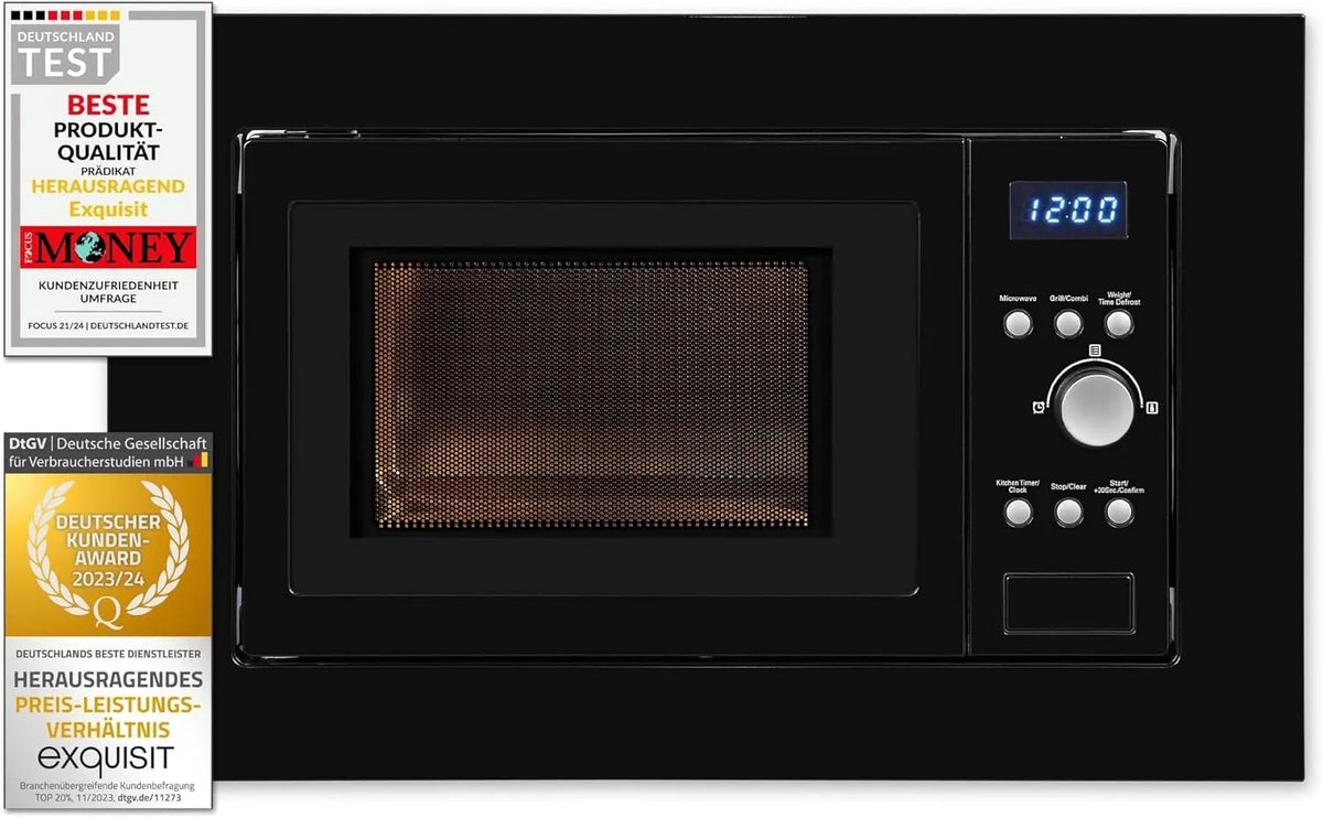 Exquisit four à micro-ondes EMW 1770 1770-G-D-030, puissance 700 W, Fonction grill, encastrable, Minuterie, finition noire