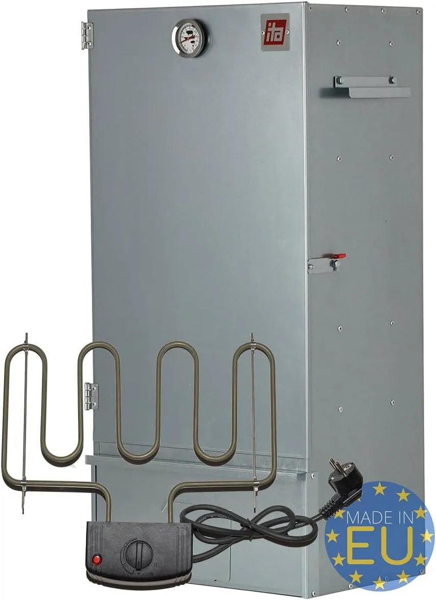 Fumoir 7001 ITA, 81 cm avec 3 niveaux, Armoire à fumage avec thermomètre, Électrique, Acier allié, Qualité UE, Direct fabricant